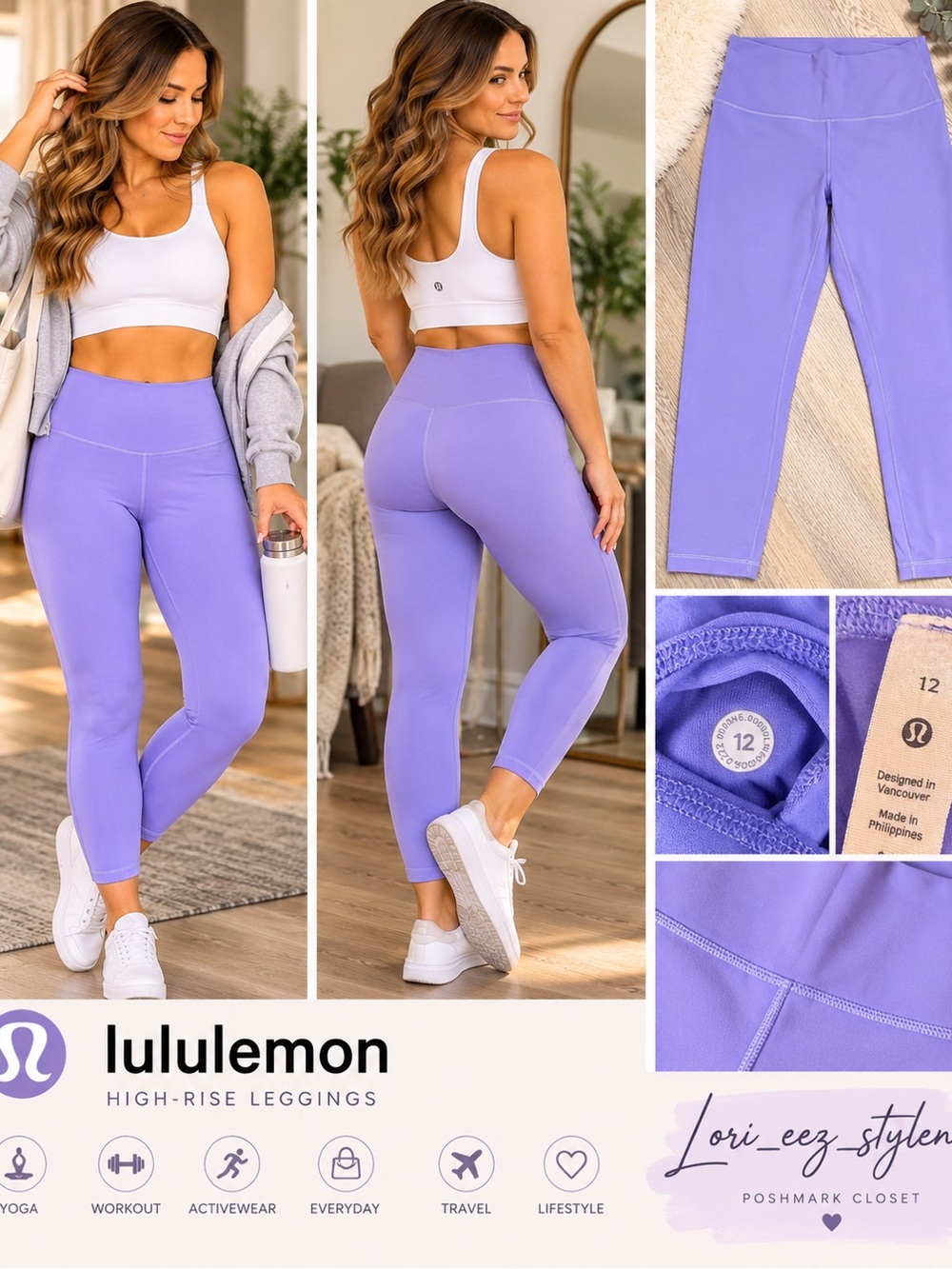 lululemon Athletica High-Rise 7/8 Leggings in Lavender